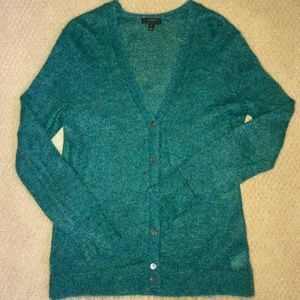 J Crew Mohair Cardigan Button Up Sweater, Teal